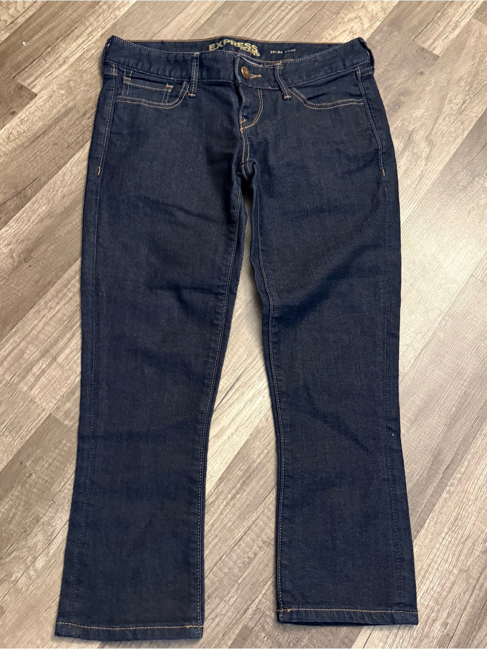 Express Zelda Crop Dark Wash Straight Leg Jeans Size 0